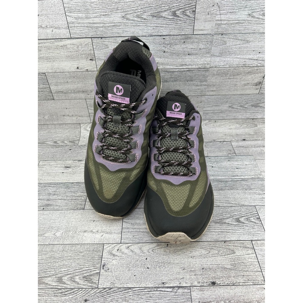 Merrell Moab Speed Women Sz 8 Hiking Shoes Olive Purple J135408 Vibram Low Top